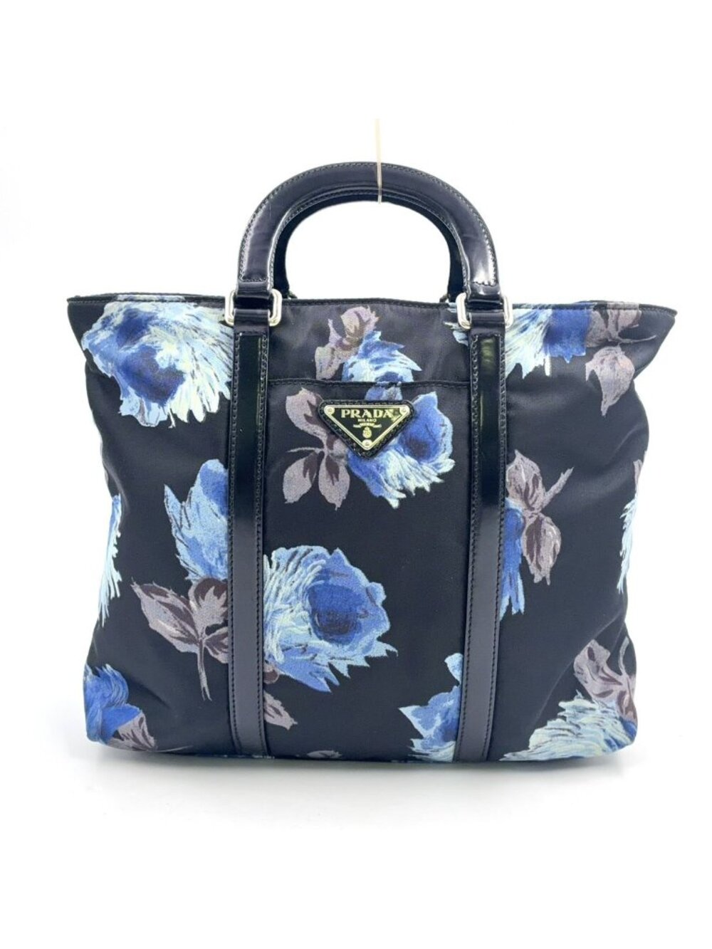 Prada Shoulder Bag Nylon Black Blue Silver